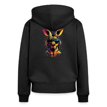Kangourou Australie Outback Kangourous mignons sauvages - Sweat à capuche zippé Premium bio Femme - noir - Dos - Julia (174cm)
