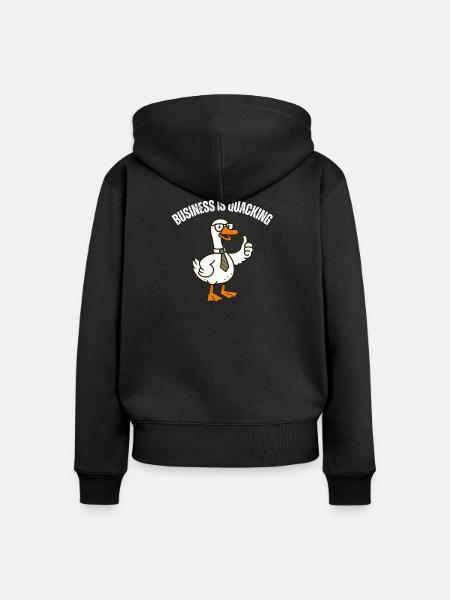 Quackende Business-Ente - Frauen Premium Bio Zip Hoodie - Schwarz