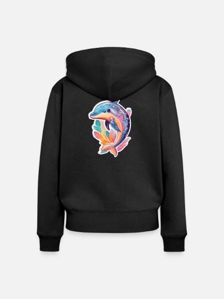 Delfin - Frauen Premium Bio Zip Hoodie - Schwarz