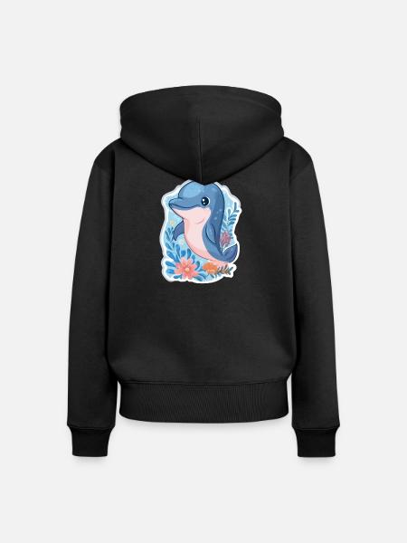 Delfin - Frauen Premium Bio Zip Hoodie - Schwarz
