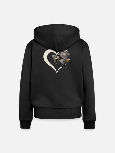 Schildkröte im Herzmotiv - Frauen Premium Bio Zip Hoodie - Schwarz