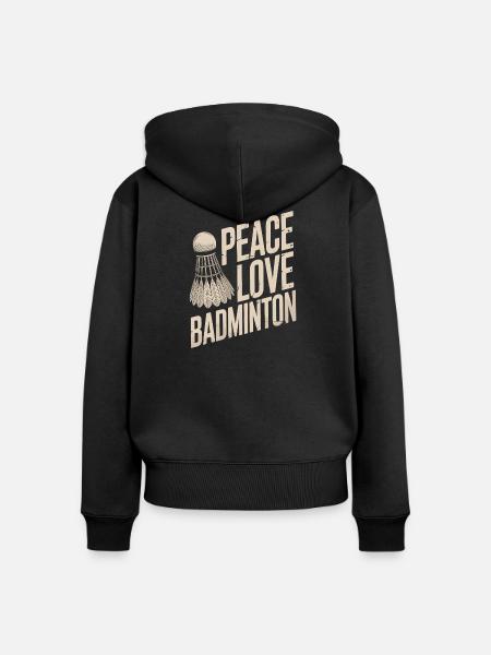 Peace Love Badminton Design - Frauen Premium Bio Zip Hoodie - Schwarz