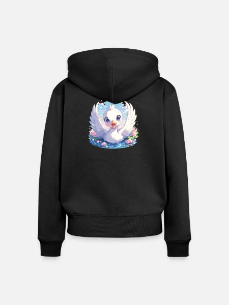 Schwäne Schwan - Frauen Premium Bio Zip Hoodie - Schwarz
