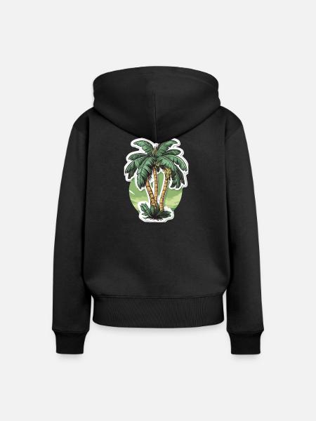 Palme - Frauen Premium Bio Zip Hoodie - Schwarz
