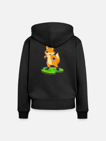 Fuchs Handballspieler Handball - Frauen Premium Bio Zip Hoodie - Schwarz