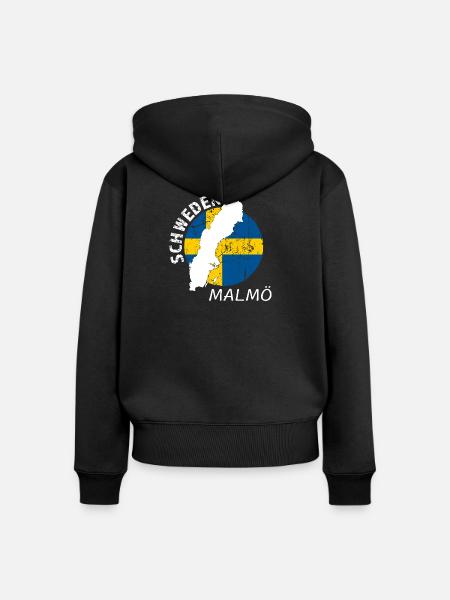 Malmö - Frauen Premium Bio Zip Hoodie - Schwarz
