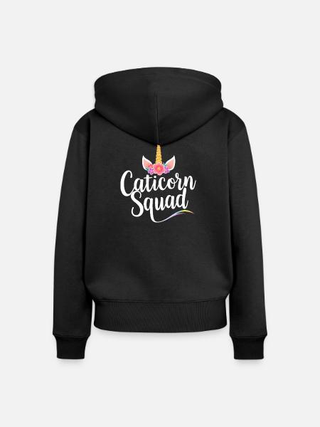 Caticorn Squad - Frauen Premium Bio Zip Hoodie - Schwarz