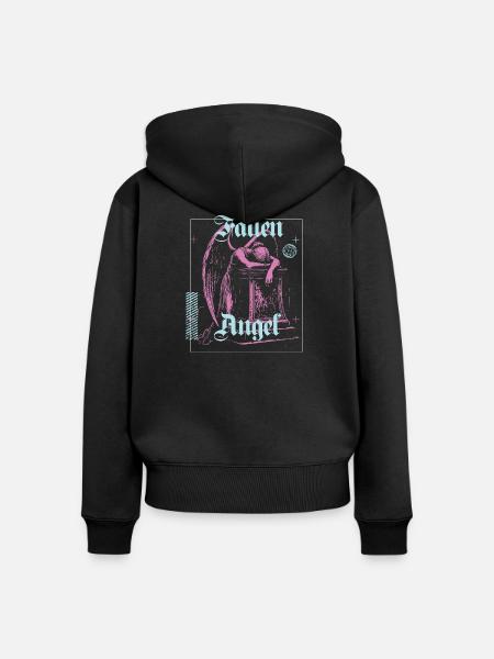Himmlische Engelillustration - Frauen Premium Bio Zip Hoodie - Schwarz