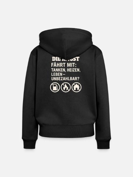 Die Angst fährt mit - Frauen Premium Bio Zip Hoodie - Schwarz