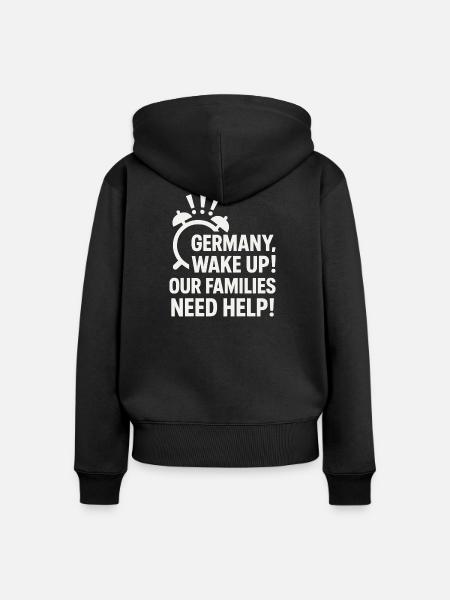 Deutschland, wach auf ! - Frauen Premium Bio Zip Hoodie - Schwarz