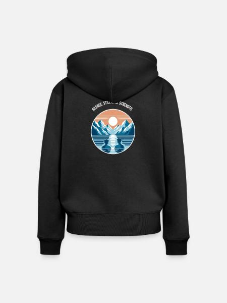 Eisbaden mit Bergpanorama Regenration Wellness  - Frauen Premium Bio Zip Hoodie - Schwarz