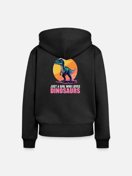 Dino Saurier Dinosaurier - Frauen Premium Bio Zip Hoodie - Schwarz