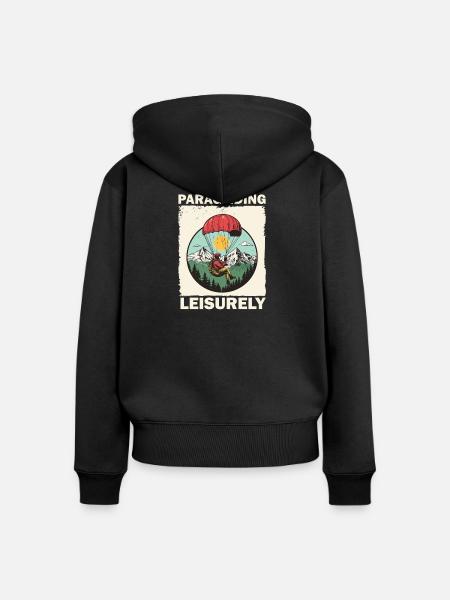Paragliding Abenteuer Promoboard - Frauen Premium Bio Zip Hoodie - Schwarz