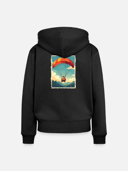Abenteuerliche Pizza-Flugreise Illustration - Frauen Premium Bio Zip Hoodie - Schwarz