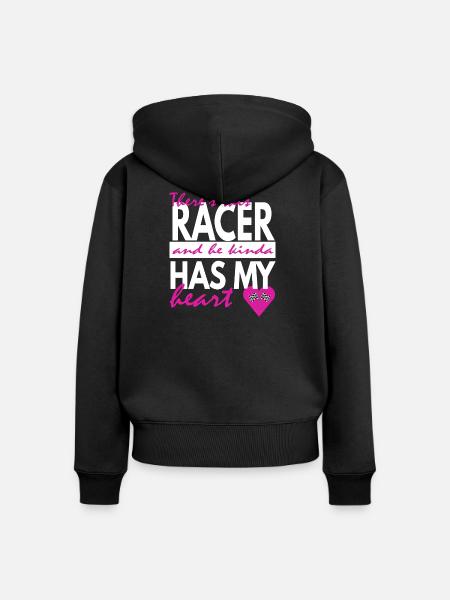 Rennfahrer hat mein Herz - Frauen Premium Bio Zip Hoodie - Schwarz
