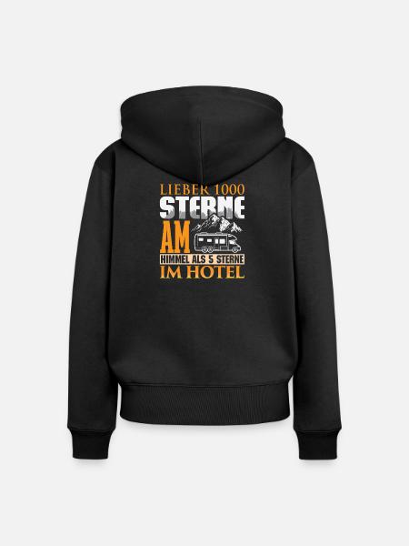 Camper Camping Wohnwagen Spruch - Frauen Premium Bio Zip Hoodie - Schwarz