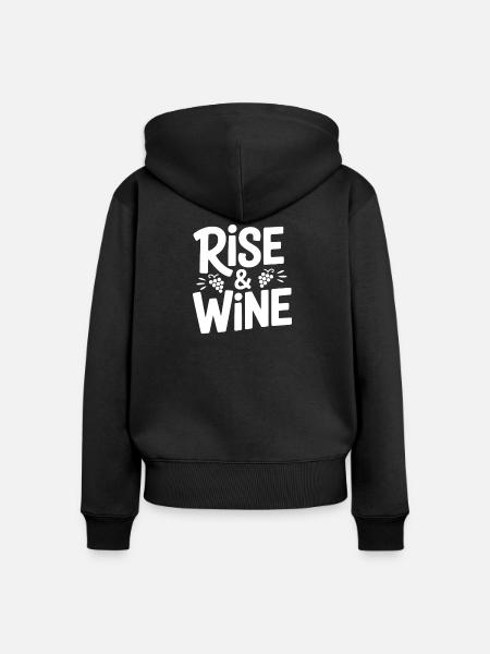 Aufstieg und Wein - Frauen Premium Bio Zip Hoodie - Schwarz