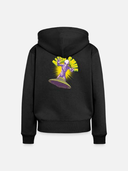 Außerirdischer Retter - Frauen Premium Bio Zip Hoodie - Schwarz
