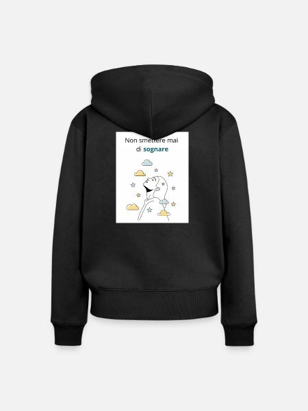 Höre nie auf zu träumen - Frauen Premium Bio Zip Hoodie - Schwarz