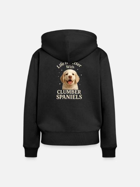 Clumber Spaniel - Frauen Premium Bio Zip Hoodie - Schwarz