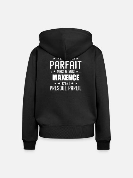 Maxenz: authentisch, unvollkommen, oben, Perfektion - Frauen Premium Bio Zip Hoodie - Schwarz