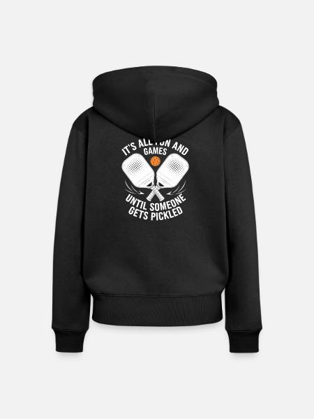 Pickleball Ausrüstung Lustiger Paddle Schläger - Frauen Premium Bio Zip Hoodie - Schwarz