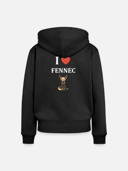 Ich mag Fennec - Frauen Premium Bio Zip Hoodie - Schwarz