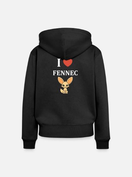 Ich liebe Fennec - Frauen Premium Bio Zip Hoodie - Schwarz