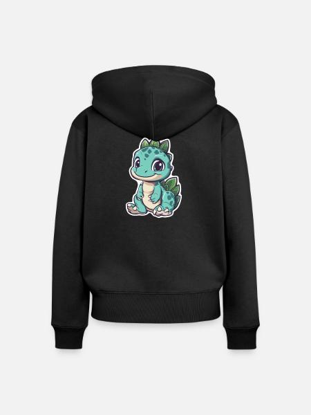 Dinosaurier - Frauen Premium Bio Zip Hoodie - Schwarz