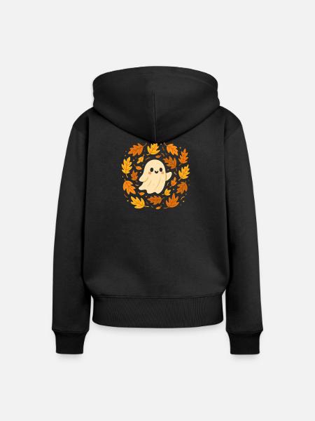 Herbstgeist zwischen Blättern - Frauen Premium Bio Zip Hoodie - Schwarz