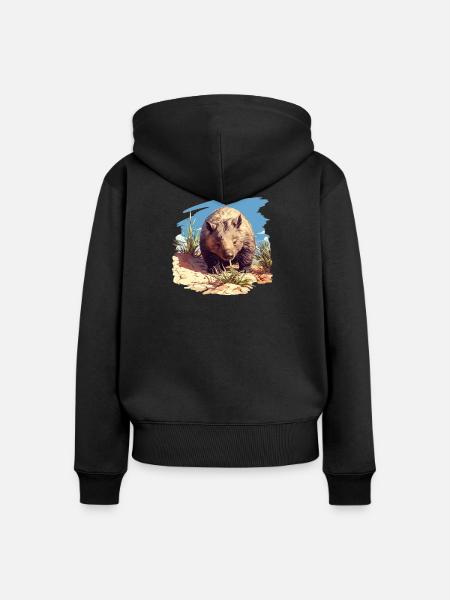 Wombats Wombat - Frauen Premium Bio Zip Hoodie - Schwarz