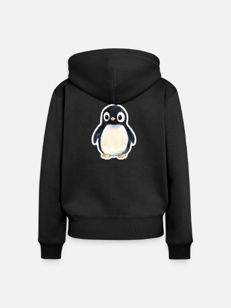 Pinguin - Frauen Premium Bio Zip Hoodie - Schwarz