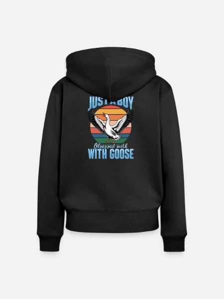 Funny Bird Goose - Frauen Premium Bio Zip Hoodie - Schwarz