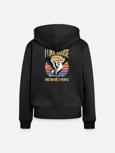 Funny Bird Goose - Frauen Premium Bio Zip Hoodie - Schwarz