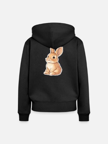 Hase - Frauen Premium Bio Zip Hoodie - Schwarz