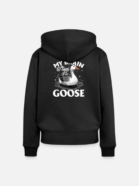 Funny Bird Goose - Frauen Premium Bio Zip Hoodie - Schwarz