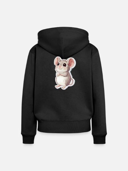 Maus - Frauen Premium Bio Zip Hoodie - Schwarz
