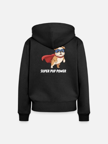 Superhelden Hund Cape - Frauen Premium Bio Zip Hoodie - Schwarz