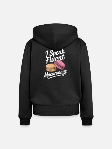 Macaron Französische Desserts - Frauen Premium Bio Zip Hoodie - Schwarz