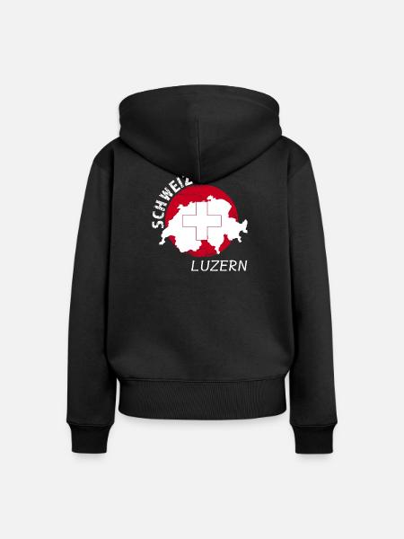 Luzern - Frauen Premium Bio Zip Hoodie - Schwarz