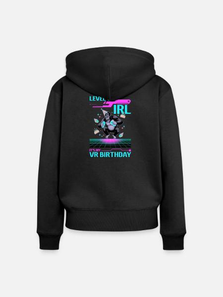 Birthday Gamer VR - Frauen Premium Bio Zip Hoodie - Schwarz