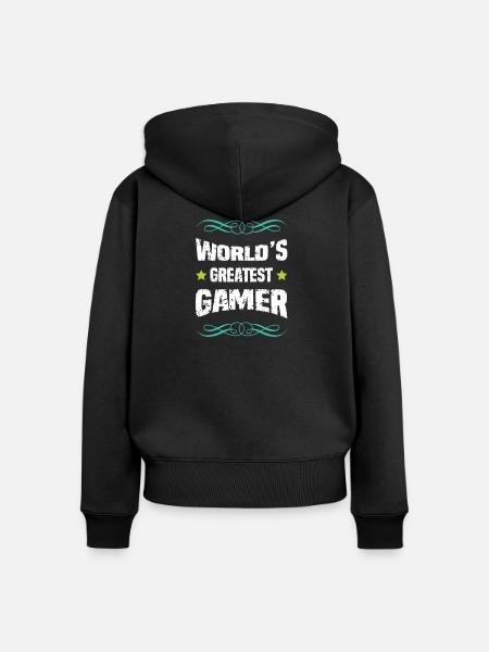 Weltbester Gamer – Distressed Design - Frauen Premium Bio Zip Hoodie - Schwarz