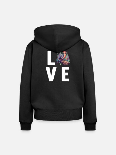 Spechte Specht - Frauen Premium Bio Zip Hoodie - Schwarz