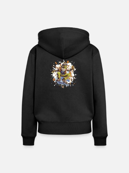 Frosch Snowboard - Frauen Premium Bio Zip Hoodie - Schwarz