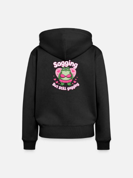 Peinlich Lustig Meme Frosch Unangemessen - Frauen Premium Bio Zip Hoodie - Schwarz