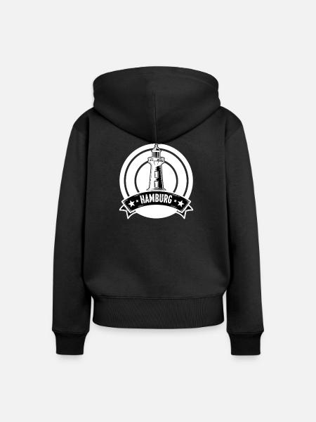 Leuchtturm Hamburg - Frauen Premium Bio Zip Hoodie - Schwarz