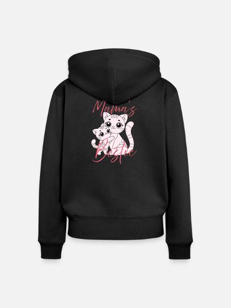 Mama und Kätzchen Bestie - Frauen Premium Bio Zip Hoodie - Schwarz