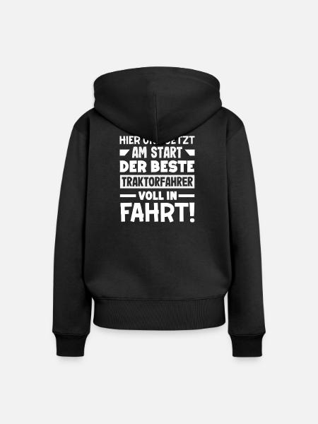 Der beste Traktorfahrer - Frauen Premium Bio Zip Hoodie - Schwarz
