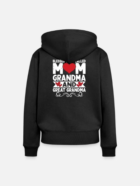 Oma Mama Geschenk Weihnachtsgeschenke Großmutter  - Frauen Premium Bio Zip Hoodie - Schwarz