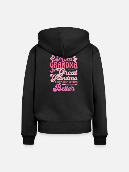 Oma Mama Geschenk Weihnachtsgeschenke Großmutter - Frauen Premium Bio Zip Hoodie - Schwarz